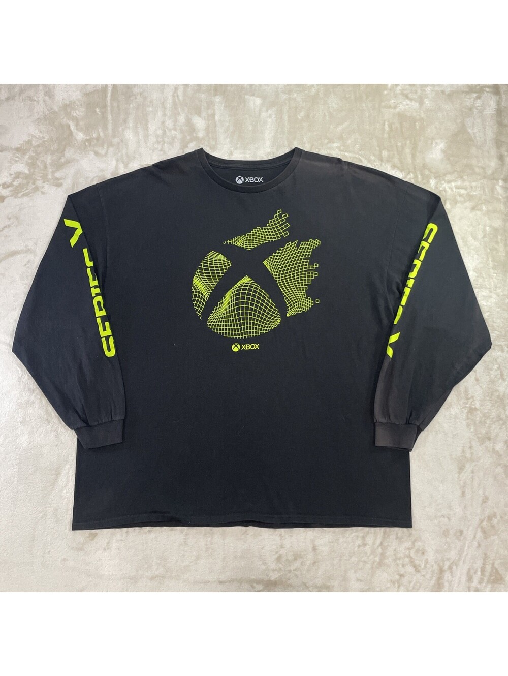 Xbox Series X Black and Neon Green Long Sleeve T Shirt Mens Size XXL *FLAW*